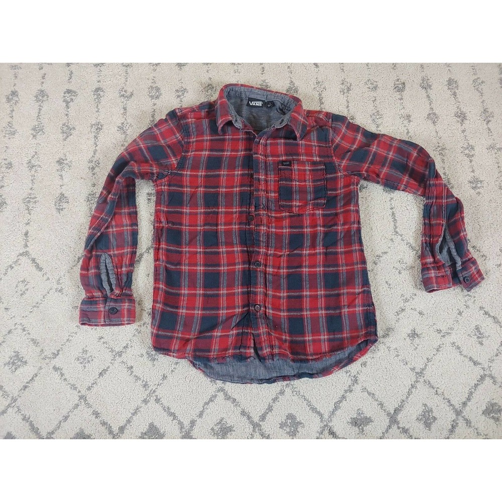 VANS red Plaid Flannel Youth size Large